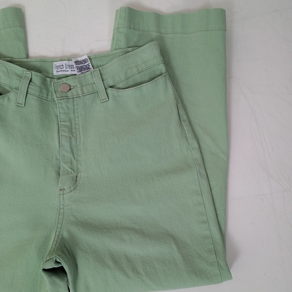 90s Pastel Green Denim Capris High Waisted Ankle Cropped Short - Picture 4 of 7